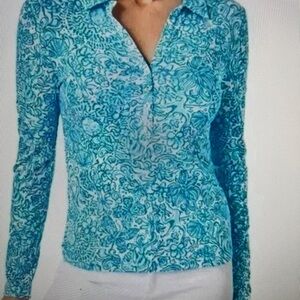 NWT Lilly Pulitzer Reema Polo Top Resort White Took Me By Sunrise S